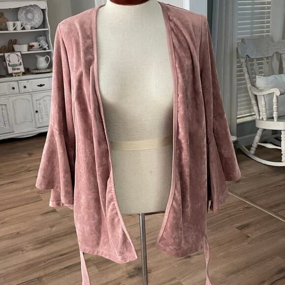 Kut From The Kloth Wrap Top Cardigan Bell Sleeve Size Small Suede Feel - Picture 4 of 6